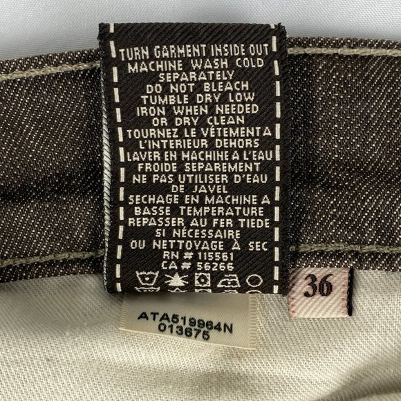 7 For All Mankind Jeans Mens 36x28 Button Fly Straight Brown Stretch Distressed - Picture 16 of 16